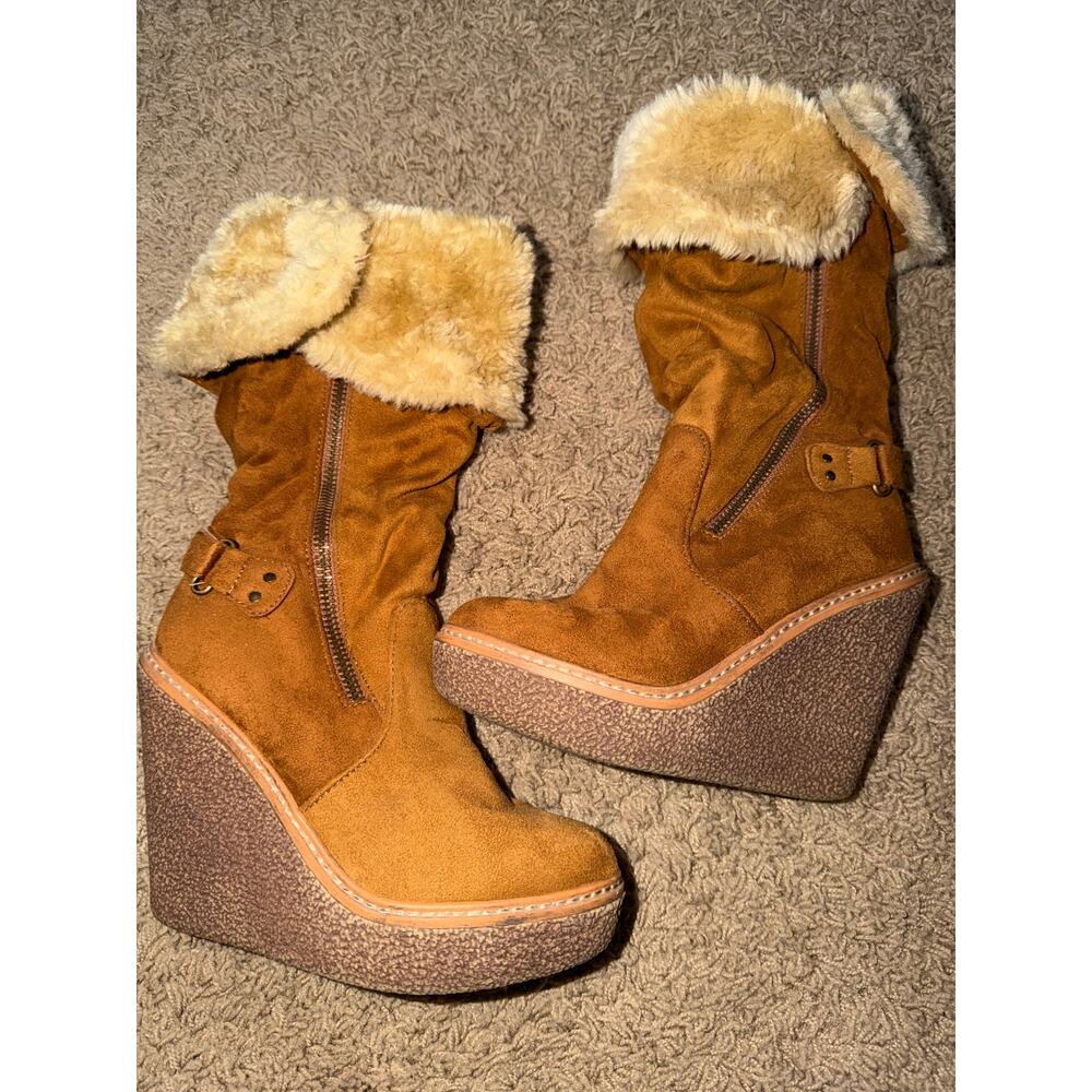 Bakers Wedge Boots Furbee Stable Heel Fur 7